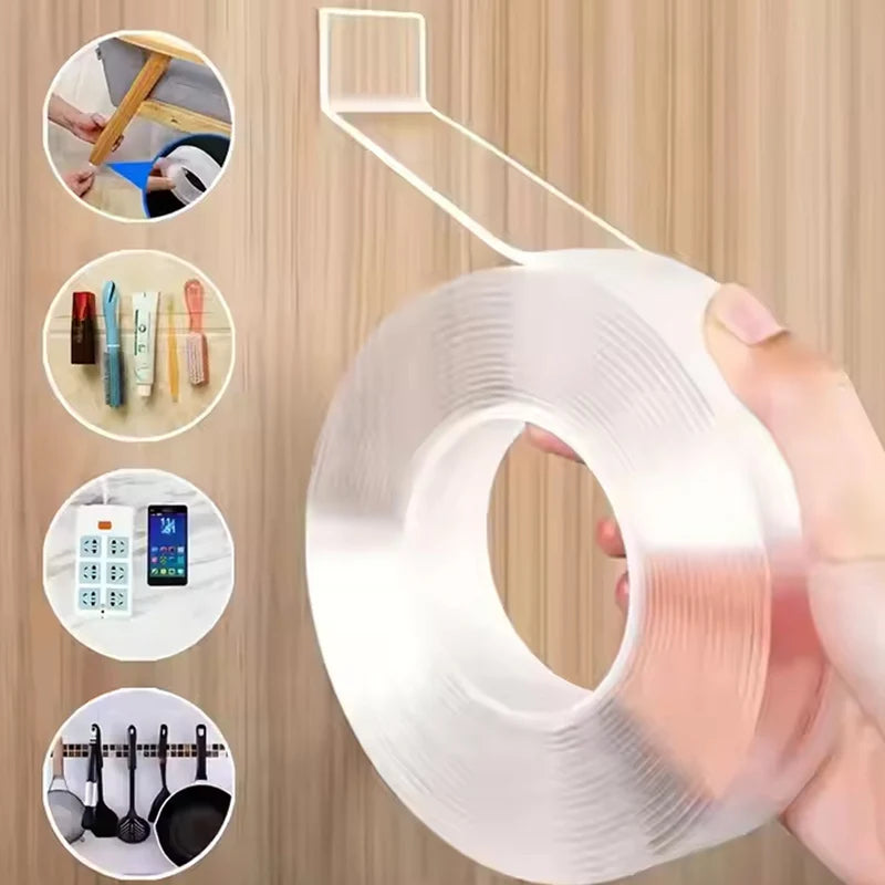 Nano Double-Sided Transparent Adhesive Tape – Strong, Washable & Reusable Wall Mounting Tape